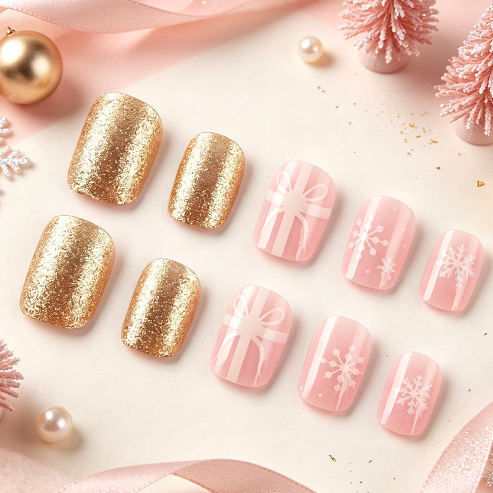 Festive Winter-Themed Press-On Nail Art Stornfield
