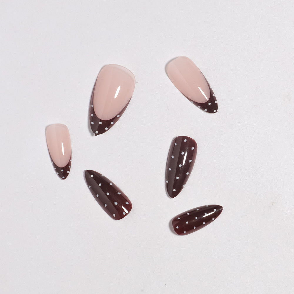 Artistic Press-On Nail Set with Heart and Polka Dot Design Stornfield