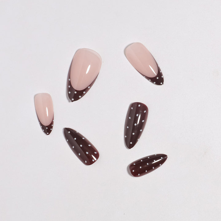 Artistic Press-On Nail Set with Heart and Polka Dot Design Stornfield