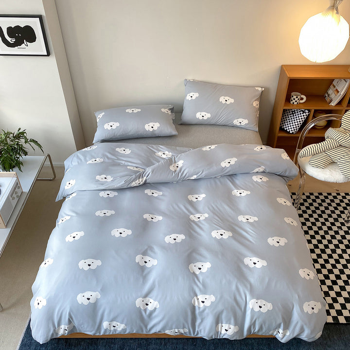 Cartoon Bear Print Duvet Cover and Pillowcase Set