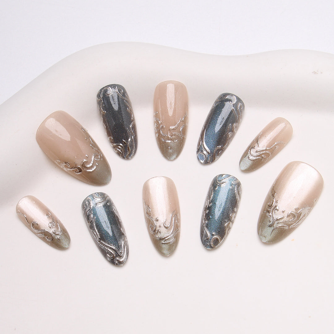 Elegant Glittering Press-On Nails Stornfield