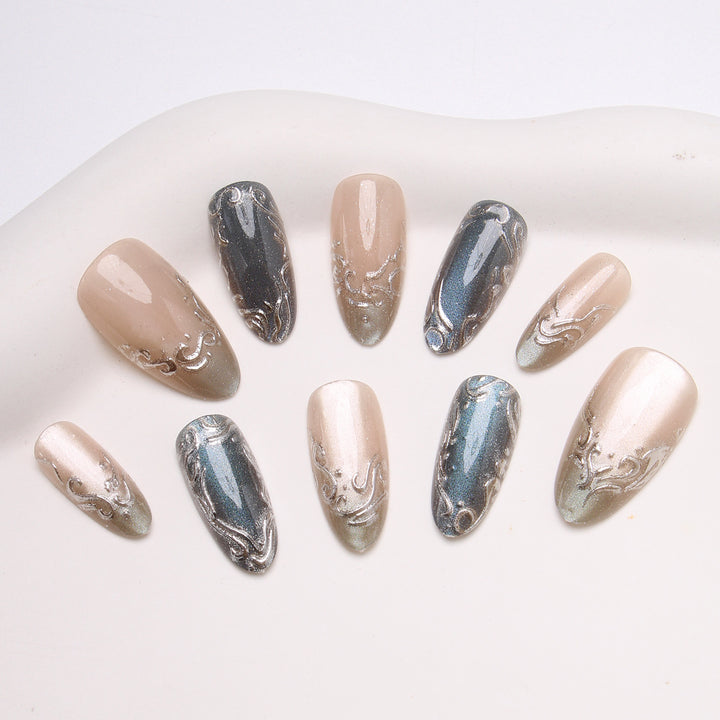 Elegant Glittering Press-On Nails Stornfield