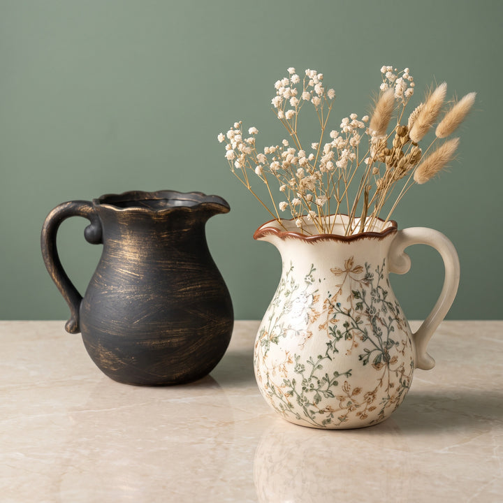 Elegant ceramic jug with floral patterns Stornfield