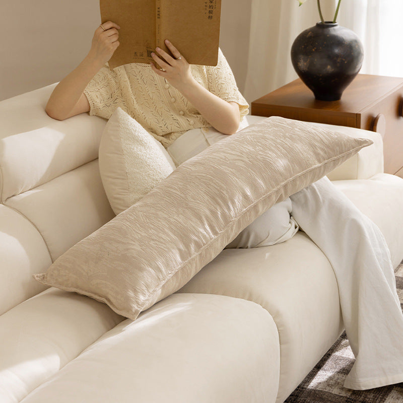Long lumbar decorative cushion with bouclé cover and soft filling Stornfield