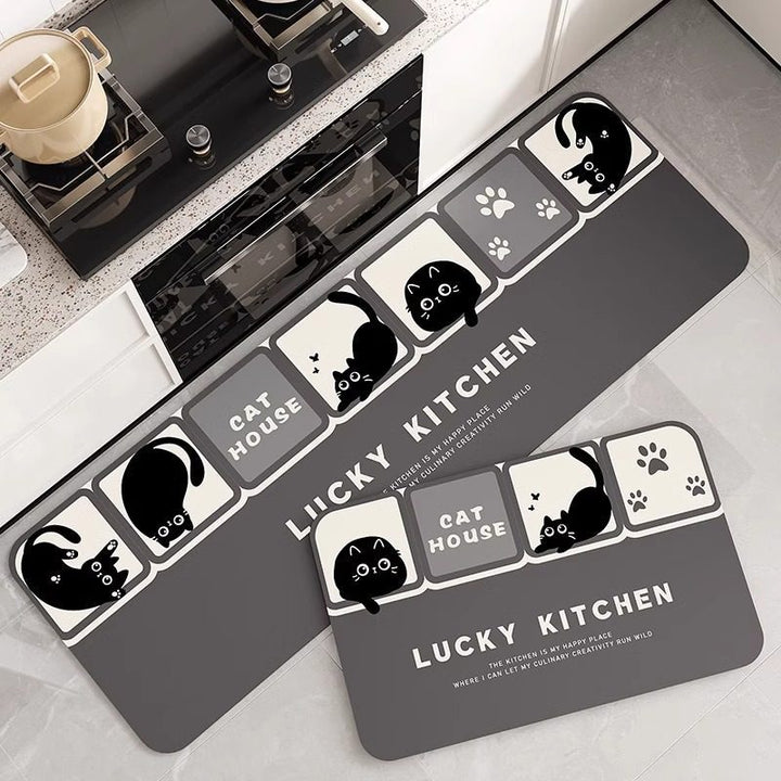 Cartoon Chef-Themed Kitchen Mat Set