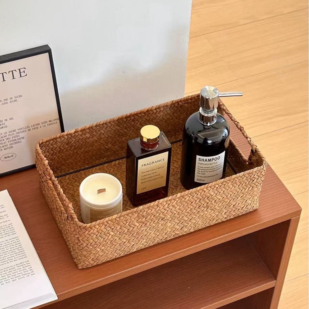 Women's rectangular storage basket made of natural materials Stornfield