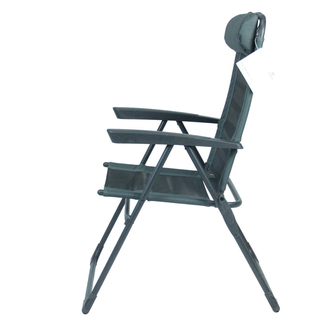 Recliner with ergonomic headrest and folding mechanism Stornfield