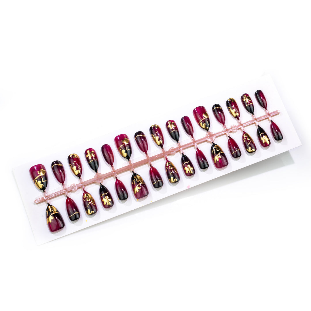 Floral and Glossy Press-On Nail Art Set Stornfield