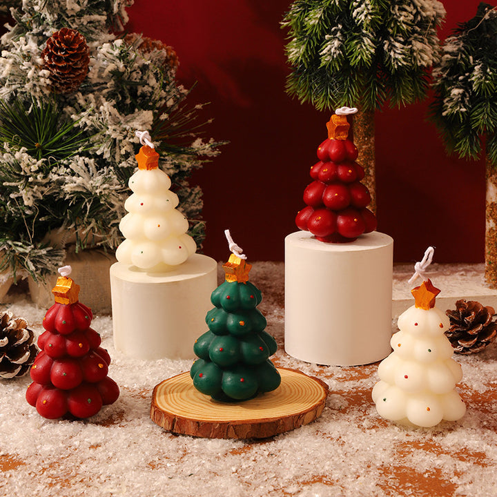 Hand-Poured Christmas Tree Hanging Decorative Wax Candle with Star Top