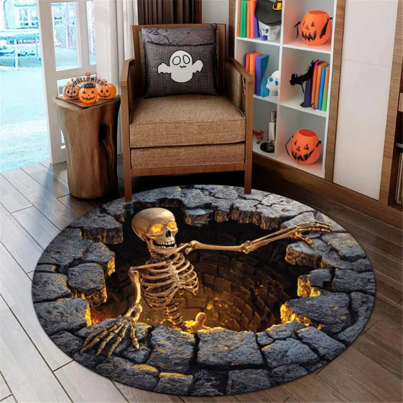 3D Skeleton Themed Round Area Rug