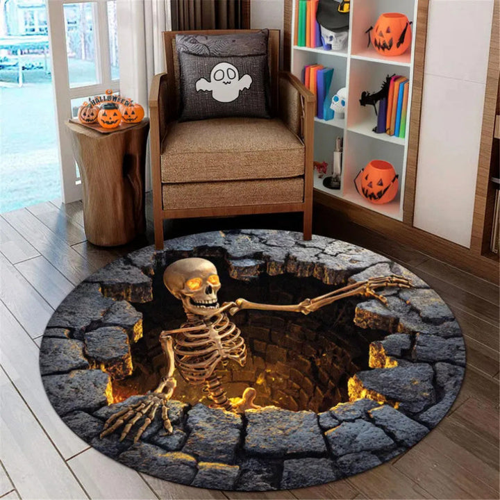 3D Skeleton Themed Round Area Rug