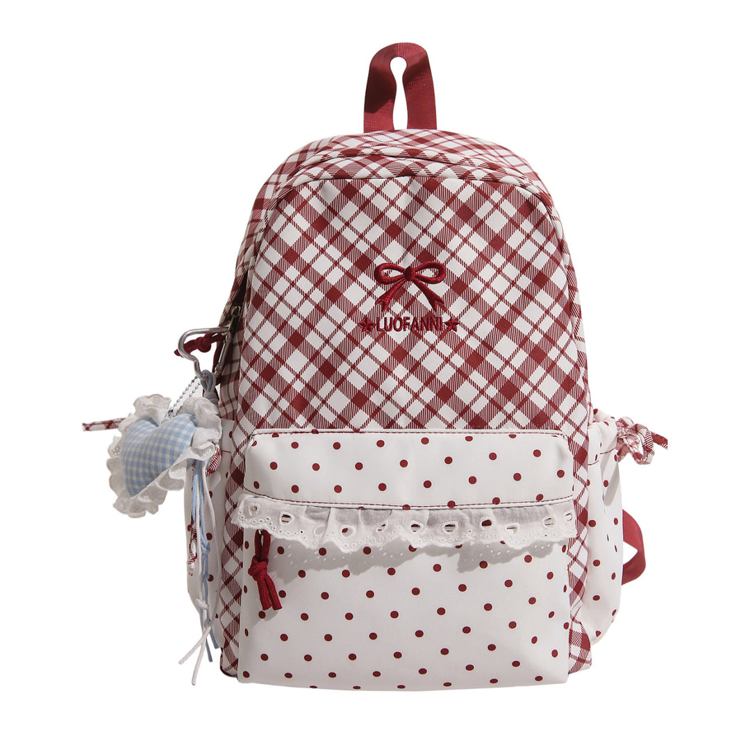 Playful Plaid and Polka Dot Backpack Stornfield