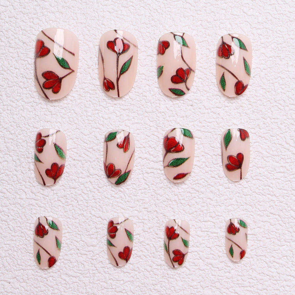 Floral-Designed Press-On Nails Stornfield