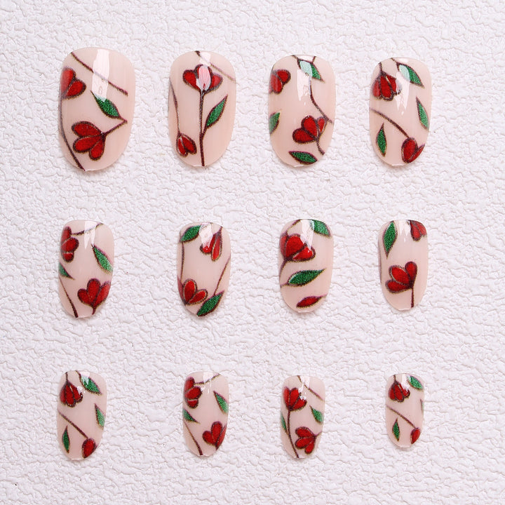 Floral-Designed Press-On Nails Stornfield
