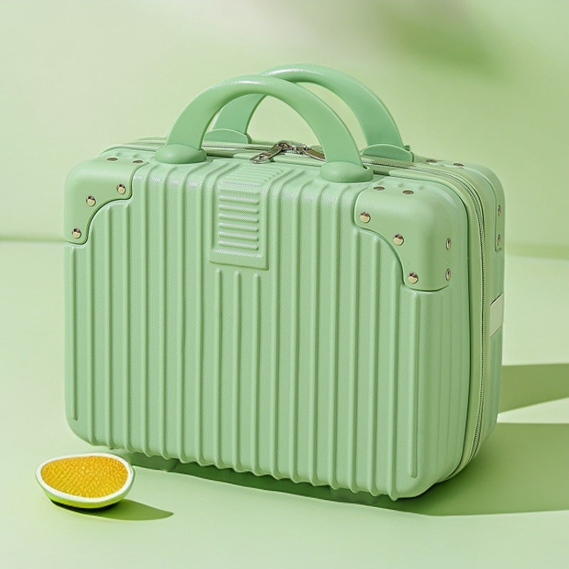 structured hard-shell vanity travel case with faux-leather corner reinforcements and dual top handles Stornfield