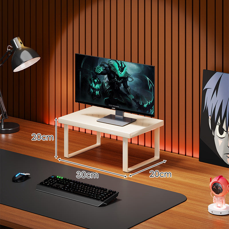 Wooden Monitor Riser Stand with Metal Frame and Cable Management