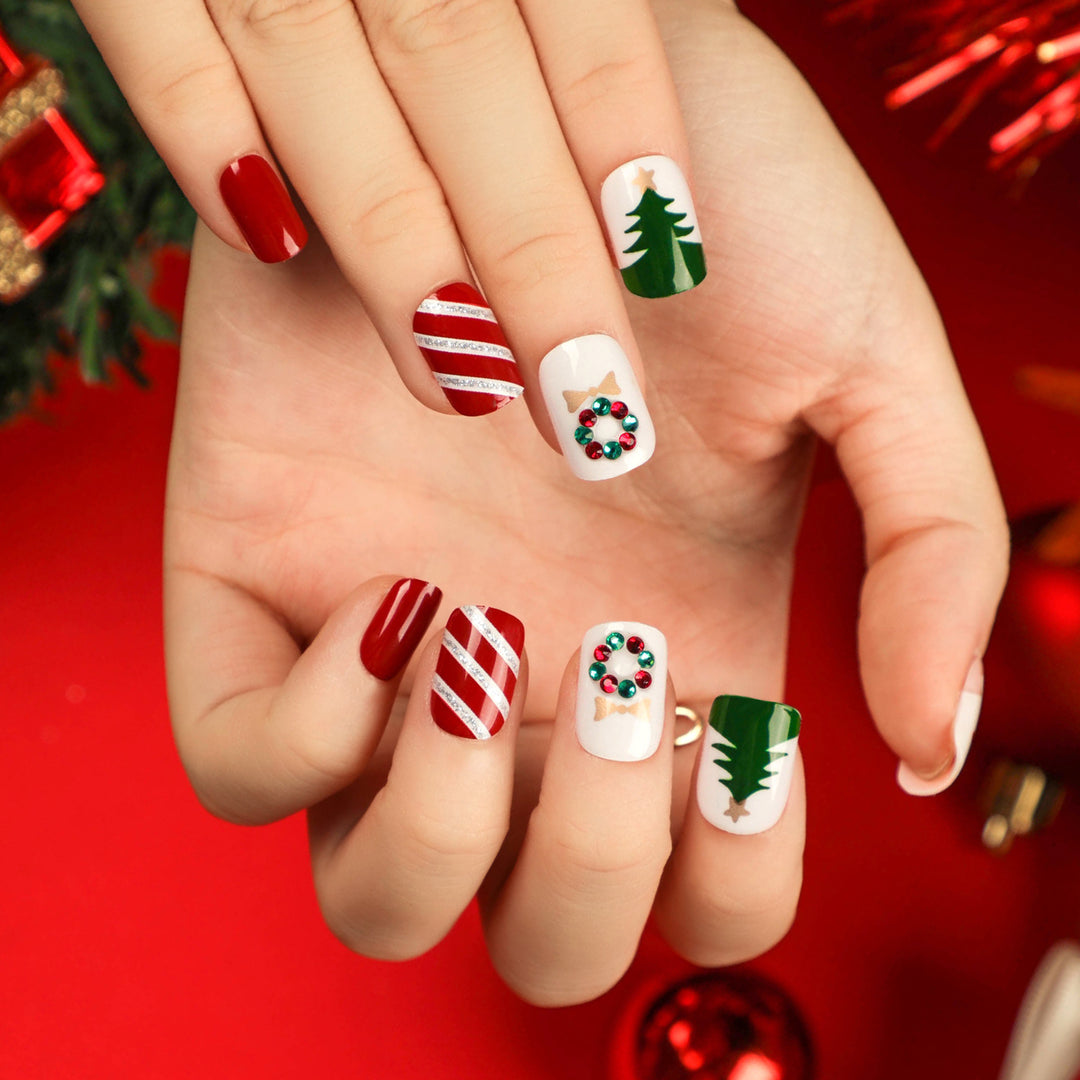 Artful Nail Extensions with Glitter and Rhinestone Embellishments Stornfield