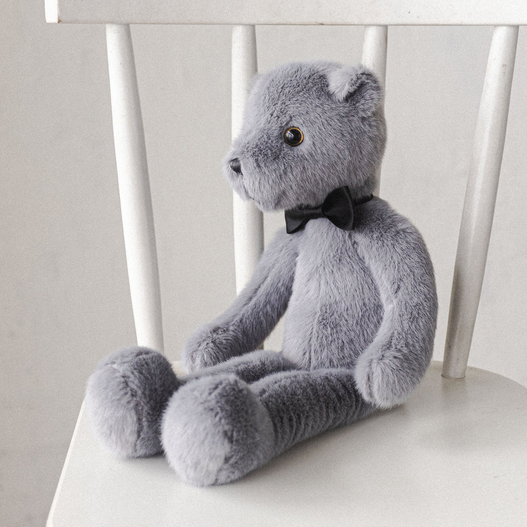 Plush Teddy Bear with Satin Bow Tie Ultra-Soft Huggable Collectible Toy