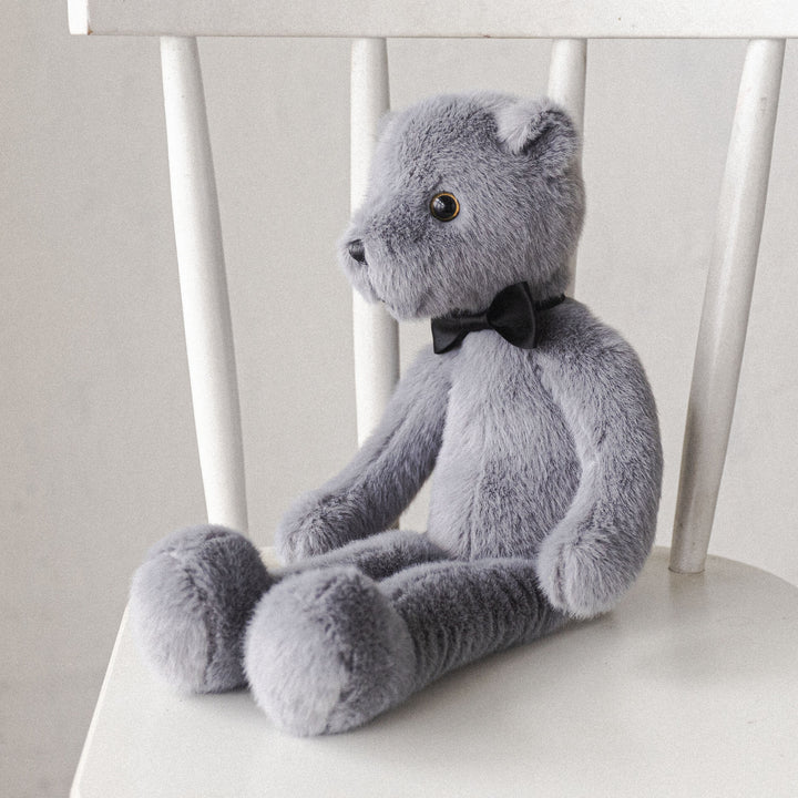 Plush Teddy Bear with Satin Bow Tie Ultra-Soft Huggable Collectible Toy