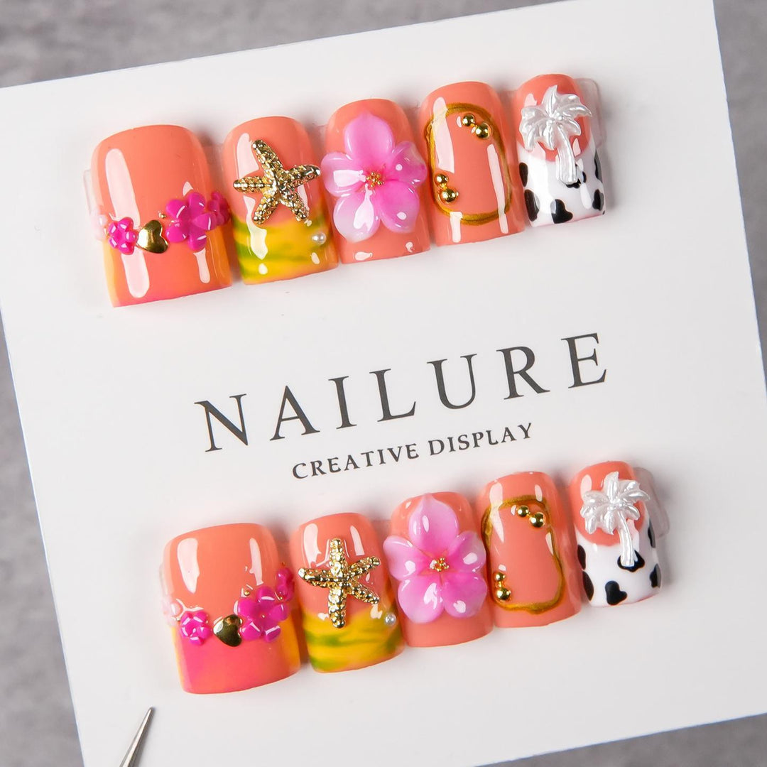 Floral Decoration Press-On Nail Set