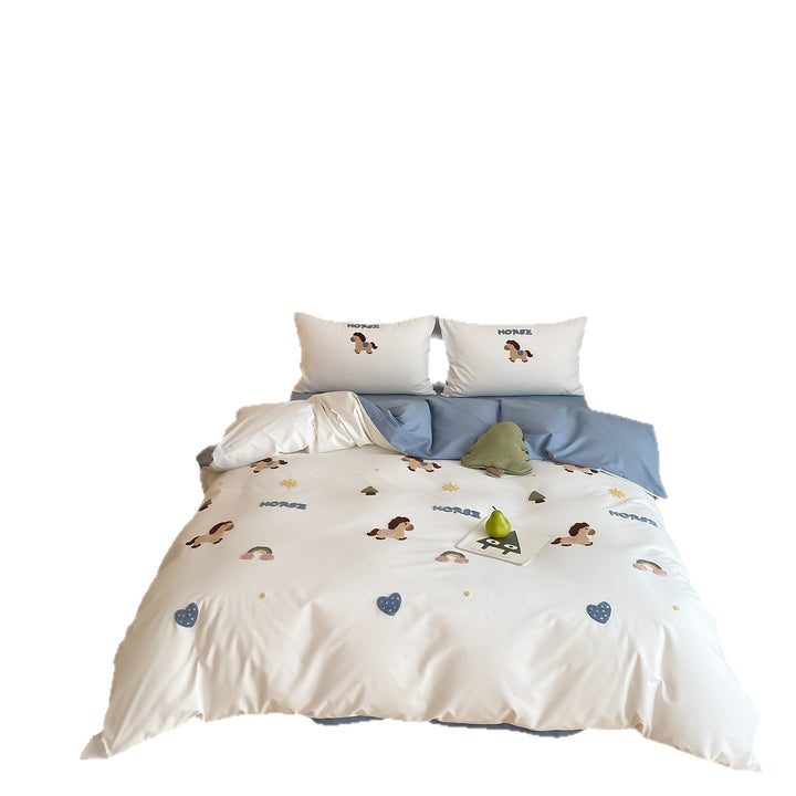 Nautical Embroidered Cotton Duvet Cover Set