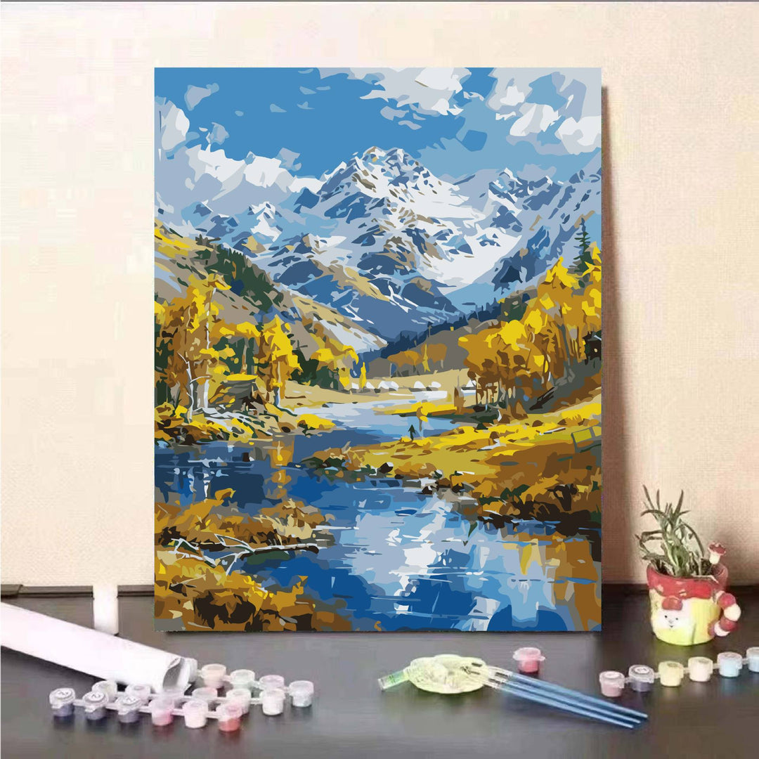 Scenic Mountain Lake Paint by Numbers Kit Stornfield