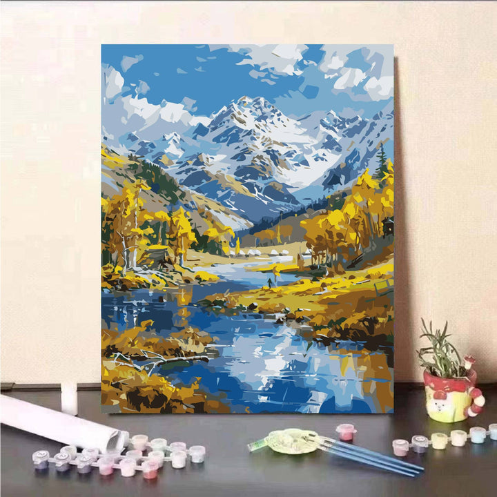 Scenic Mountain Lake Paint by Numbers Kit Stornfield