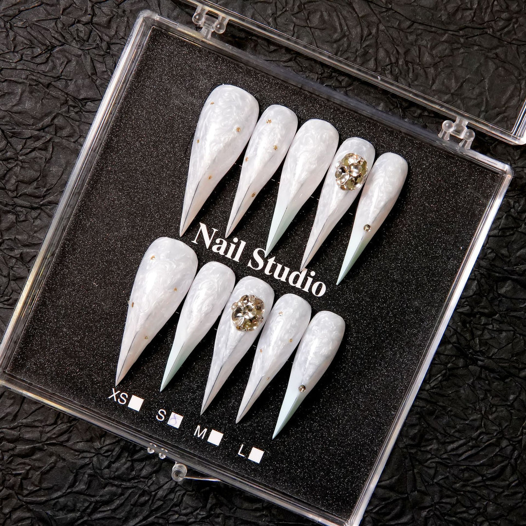 Premium Stiletto Press-On Nail Kit with Decorative Accents