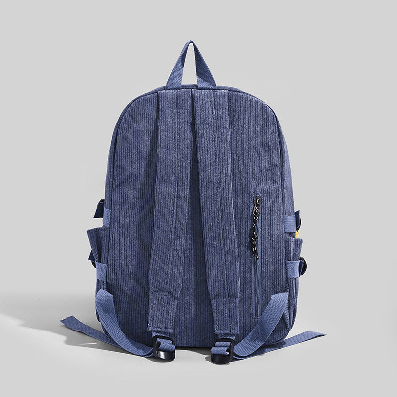 Corduroy Backpack with Cute Character Keychain Stornfield