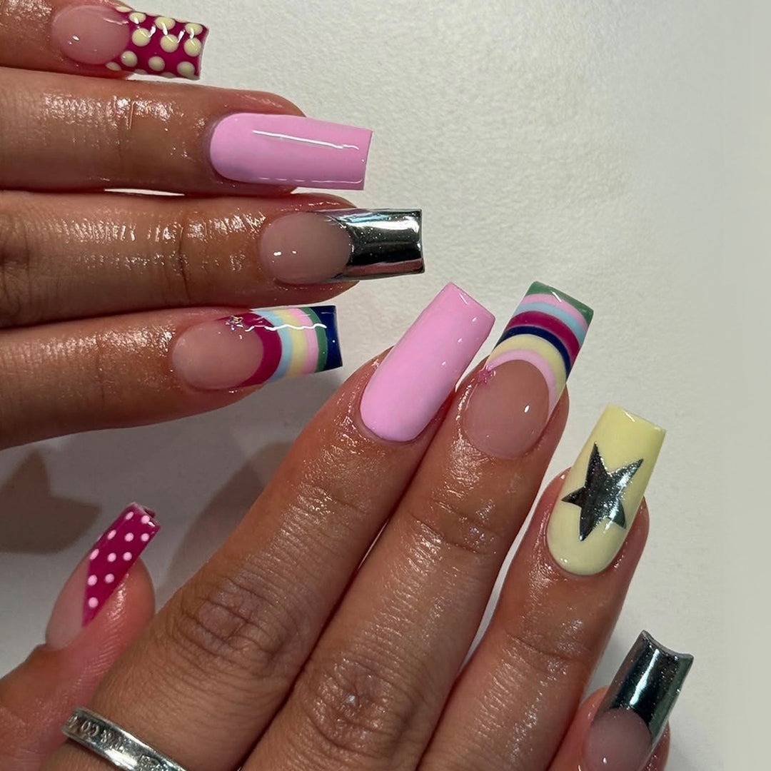 Artificial nails with creative designs and 3D accents Stornfield