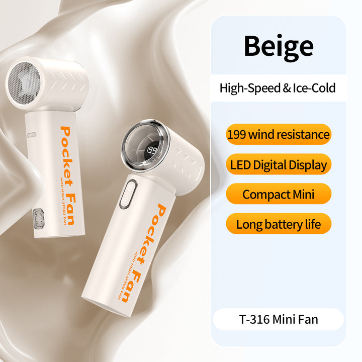 Women's nan compact rechargeable high-speed pocket handheld fan with LED display Stornfield