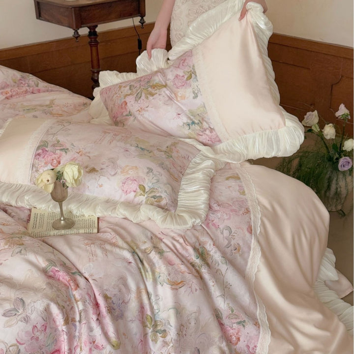 Floral Ruffled Luxury Duvet Cover Set