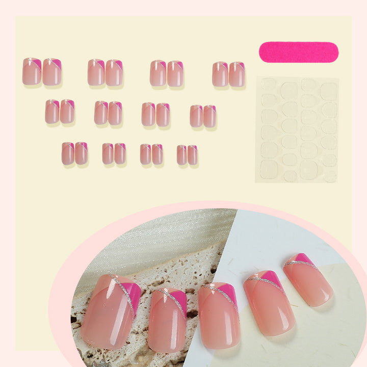 Decorative Press-On Nail Set with Stylish Geometric Design Stornfield