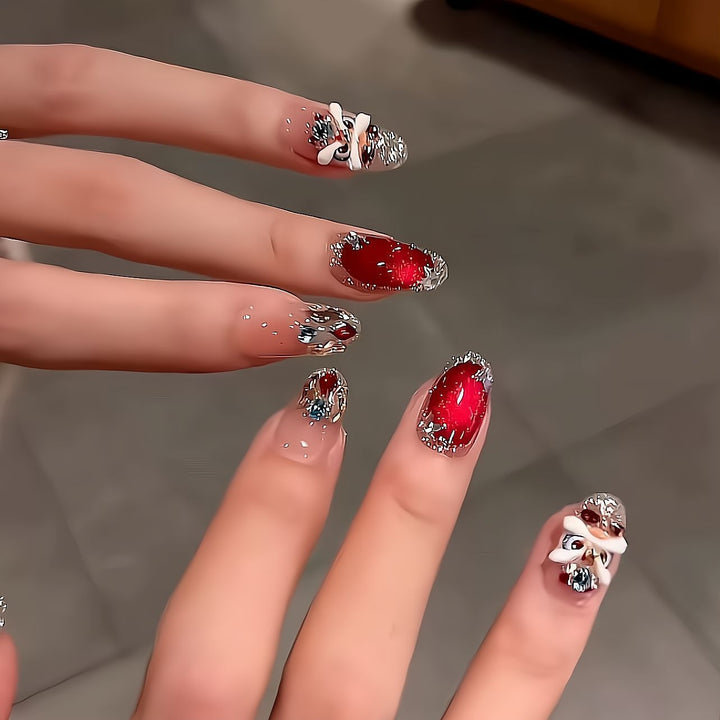 Artistic Rhinestone-Embellished Nail Extensions Stornfield
