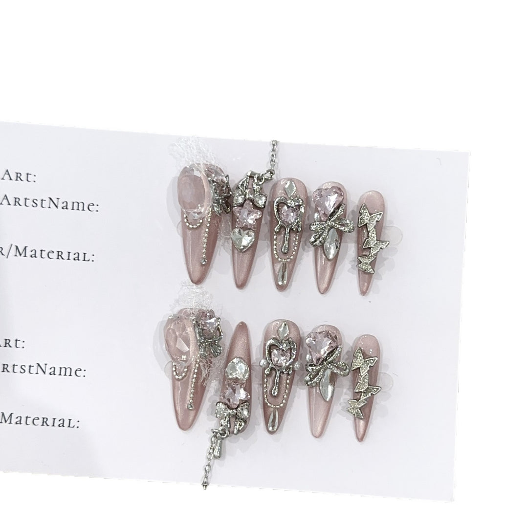 Glamorous Rhinestone-Embellished Stiletto Press-On Nails