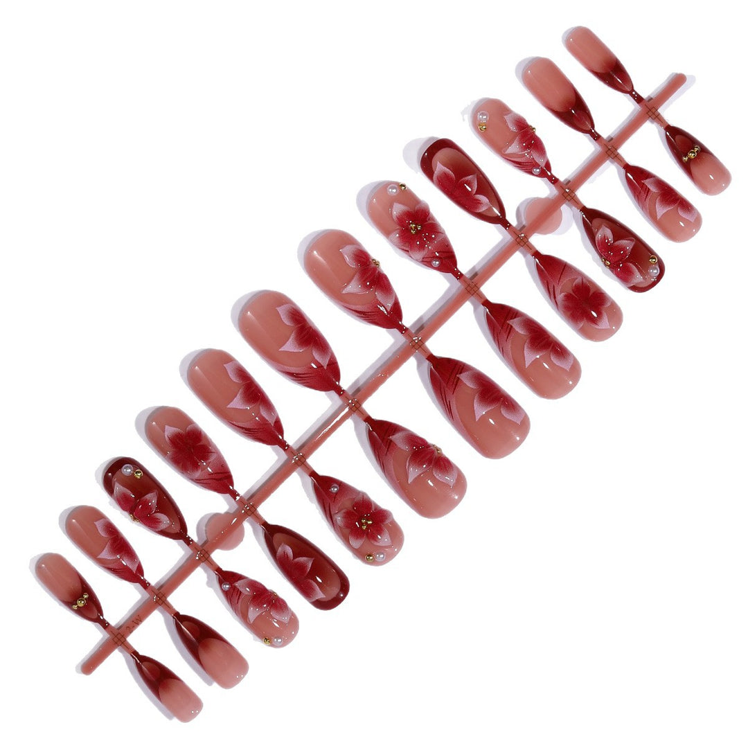 Floral Accent Stiletto Nail Art Extensions Stornfield