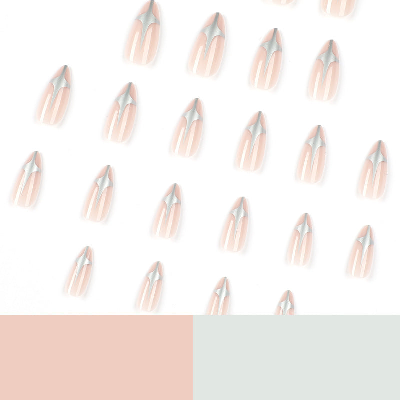 Artful Stiletto Nails with Silver Accents Stornfield