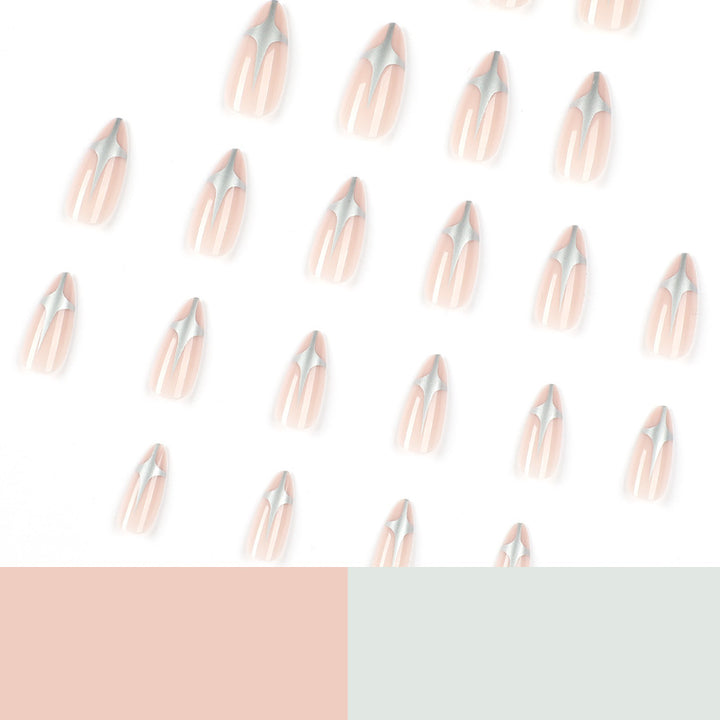 Artful Stiletto Nails with Silver Accents Stornfield