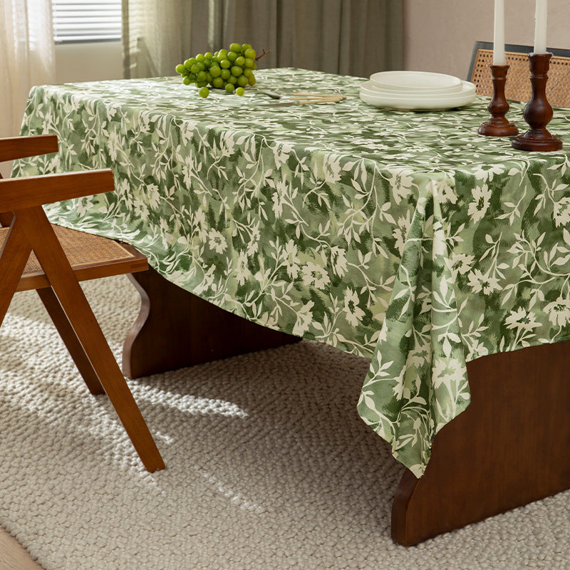 Rectangular tablecloth in watercolor flower print made of cotton-linen with stain protection and heavy weaving quality