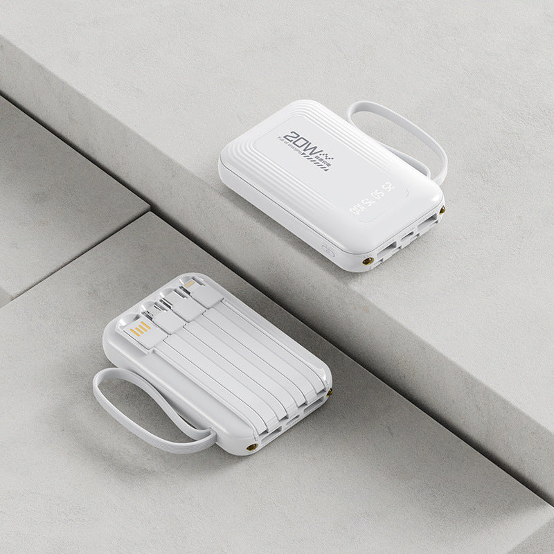 Portable power bank with integrated cable system and LED display Stornfield
