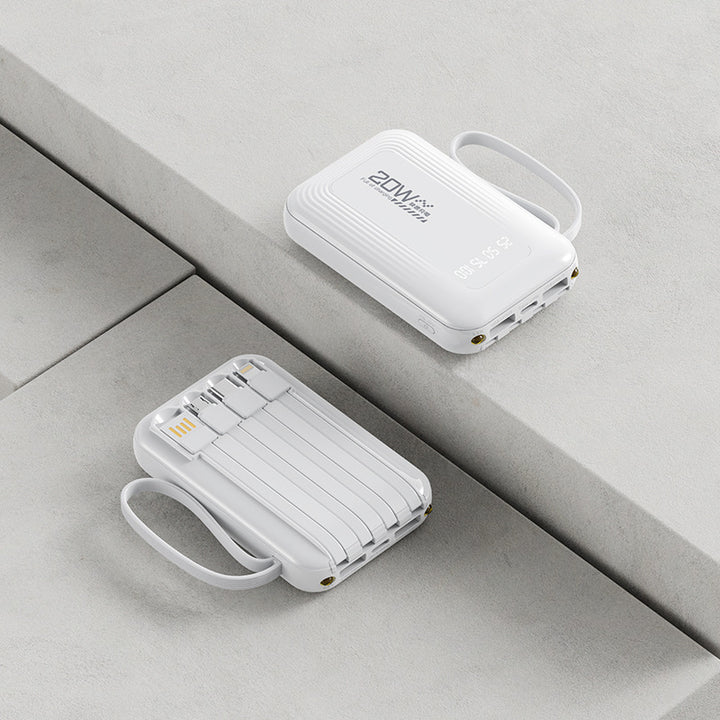 Portable power bank with integrated cable system and LED display Stornfield