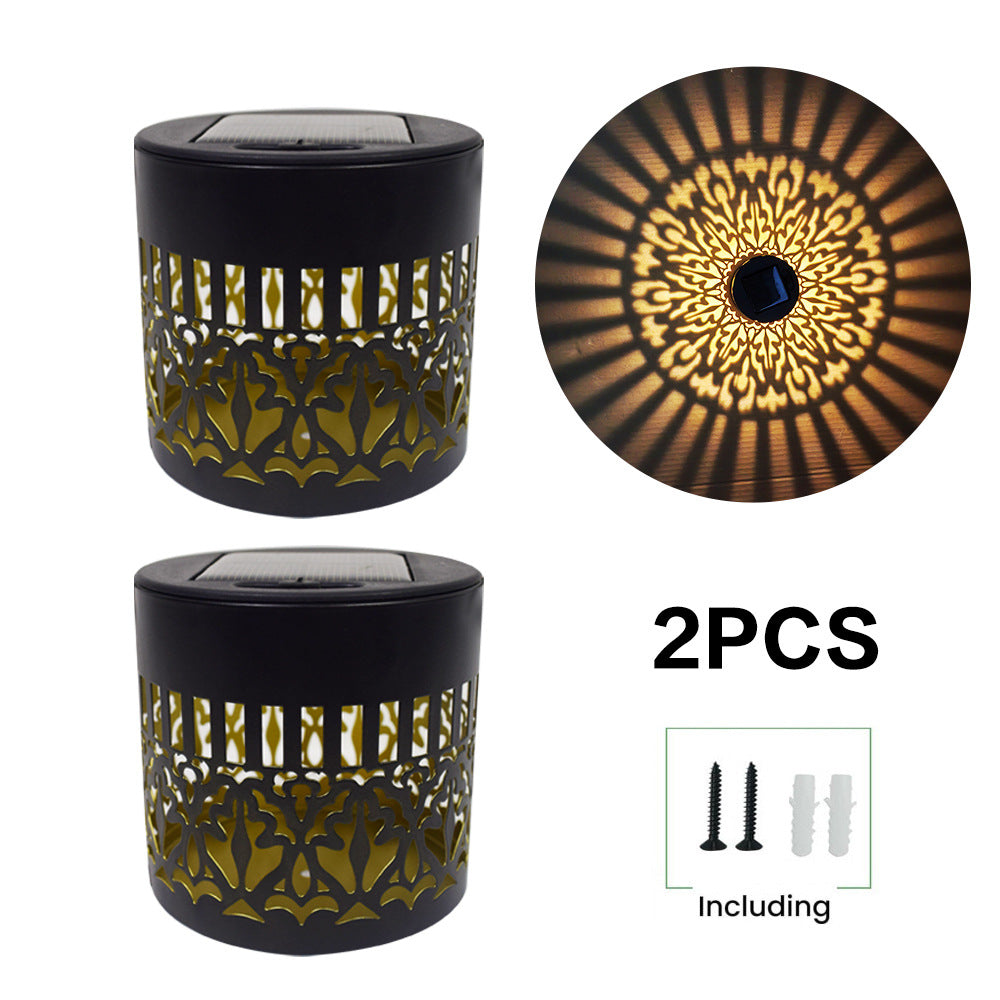 Decorative Solar Wall Lantern With Moroccan Cutout Projection Metal Outdoor Sconce Pair Stornfield