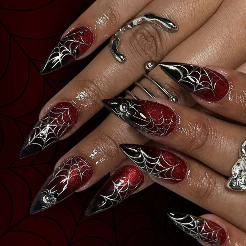 Artistic Spooky-Themed Press-On Nails Stornfield