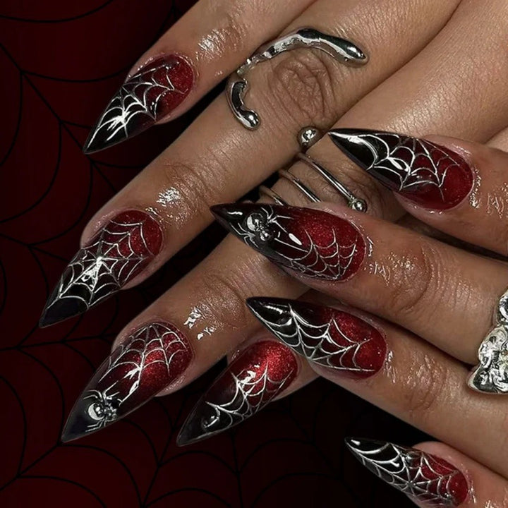 Artistic Spooky-Themed Press-On Nails Stornfield