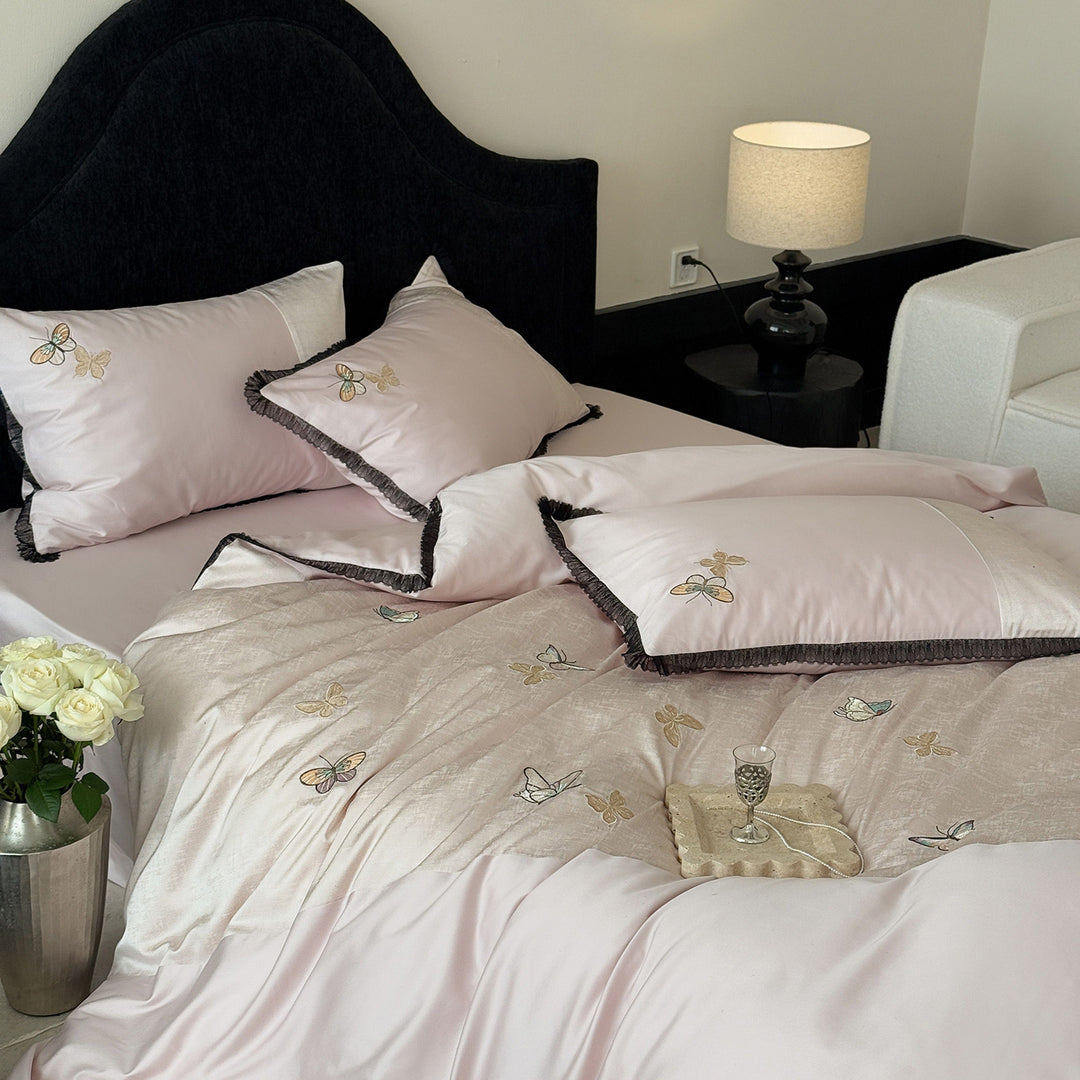 Luxury Embroidered Butterfly Duvet Cover Bedding Set