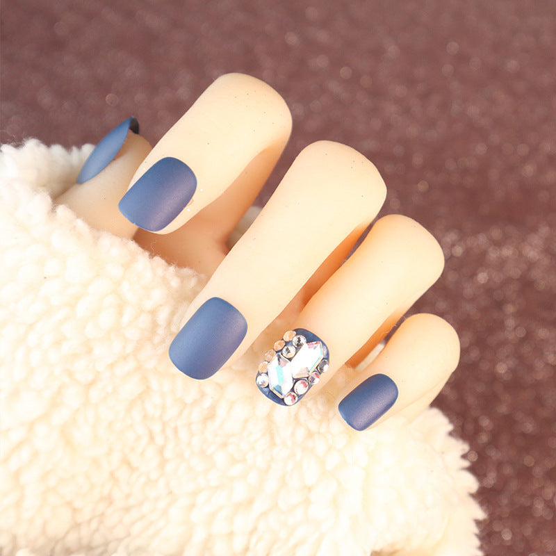 Matte Press-On Nail Set with Rhinestone Accents Stornfield