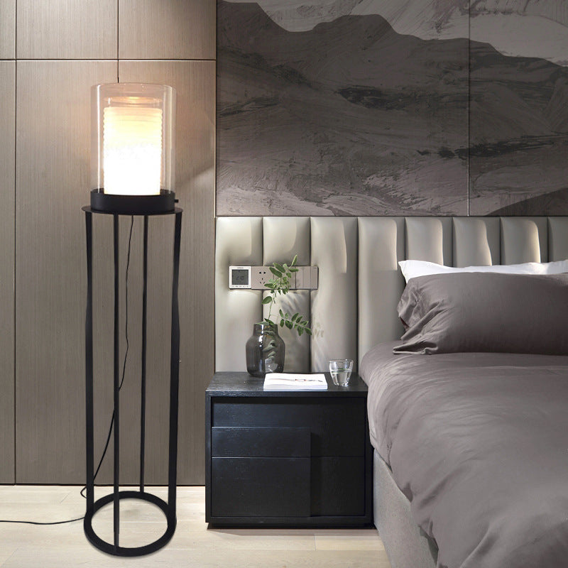 Contemporary Table Lamp with Textured Glass Shade