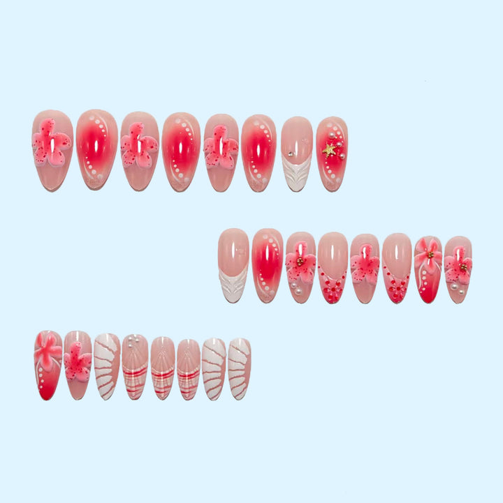 Artificial nails with 3D flower decoration Stornfield