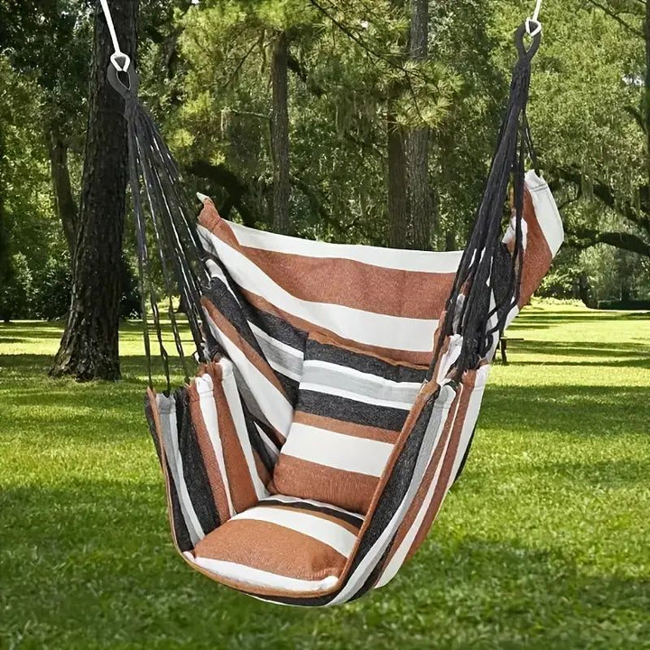 Hanging hammock chair with reinforced cotton canvas and integrated arm pockets Stornfield