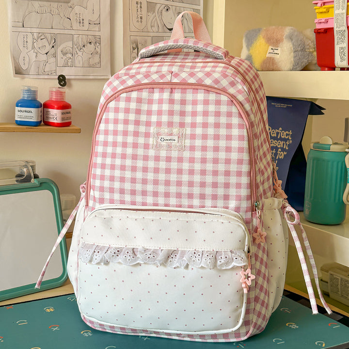 Playful Gingham Patterned School Backpack Stornfield
